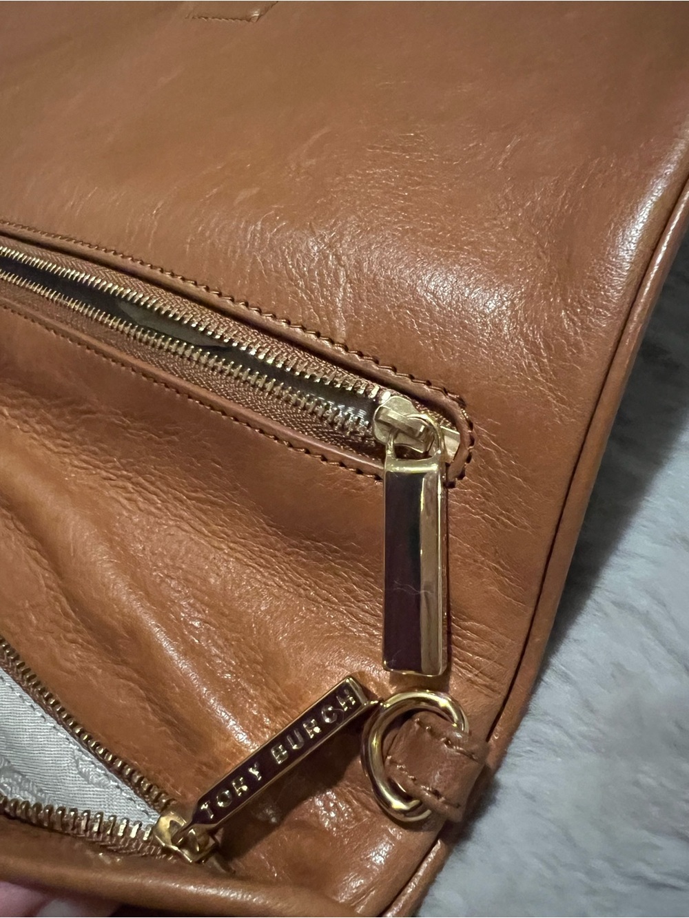 Tory Burch Brown Leather Foldover Wallet Clutch - Picture 6 of 7